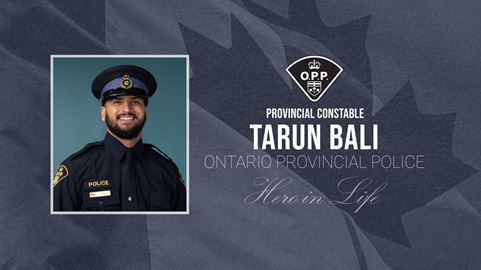 Ontario Police officer Tarun Bali dies after being struck by vehicle during an attempted apprehension